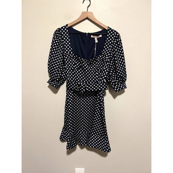NWT Hutch Jenessa Polka Dot Mini Dress Mod Floral Navy Women's Size 6 - Picture 3 of 13